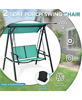 2 Person Patio Swing with Weather Resistant Glider and Adjustable Canopy