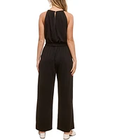 John Paul Richard Women's Petite Jersey Cut-Out Halter Jumpsuit