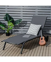 Skonyon 6-Poisition Adjustable Outdoor Chaise Recliner with Wheels