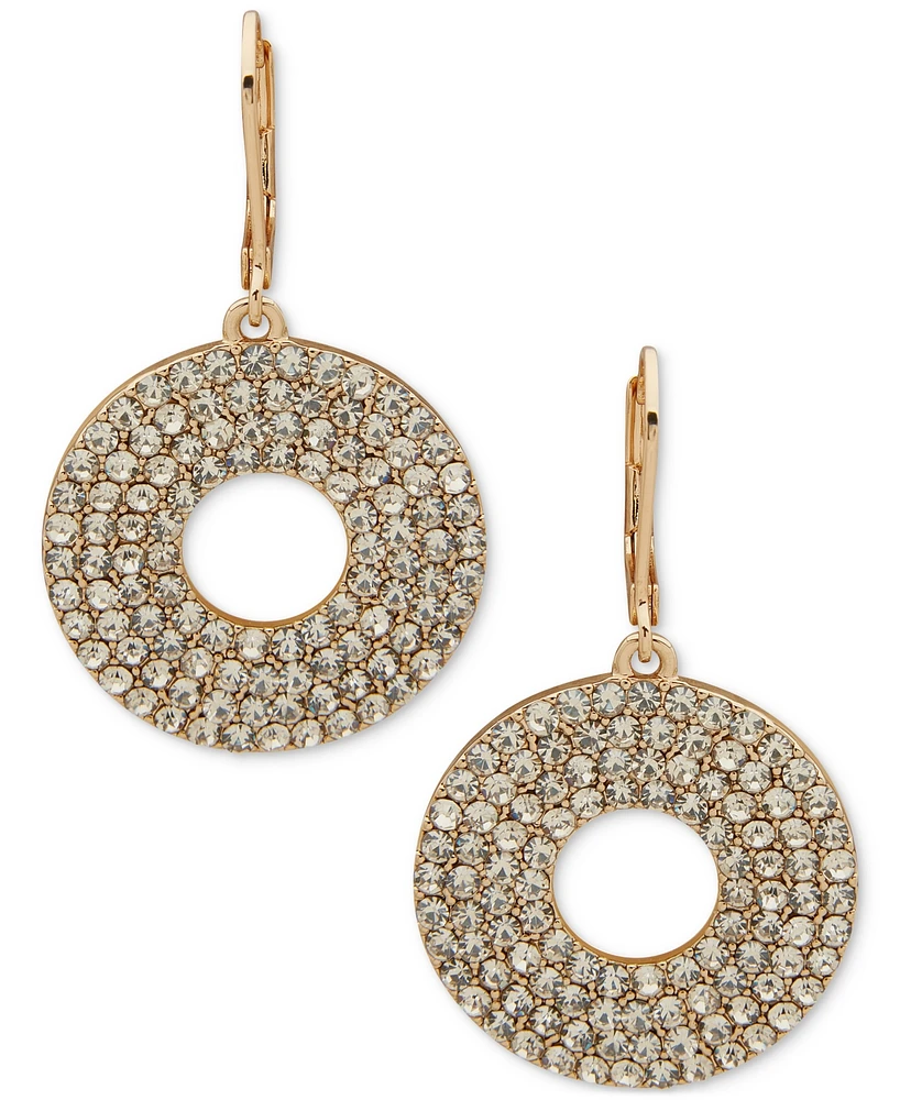 Karl Lagerfeld Paris Gold-Tone Crystal Pave Circle Drop Earrings