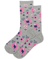 Hot Sox Women's Poppy Floral Crew Socks