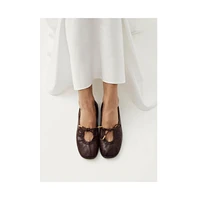 S100303-02 Rosalind Brown Leather Ballet Flats