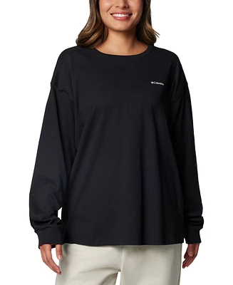 Columbia Women's North Cascades Branded Long-Sleeve Crewneck Cotton Top