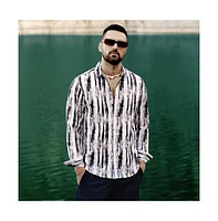 Men's Beige & Black Ombre Strokes Shirt