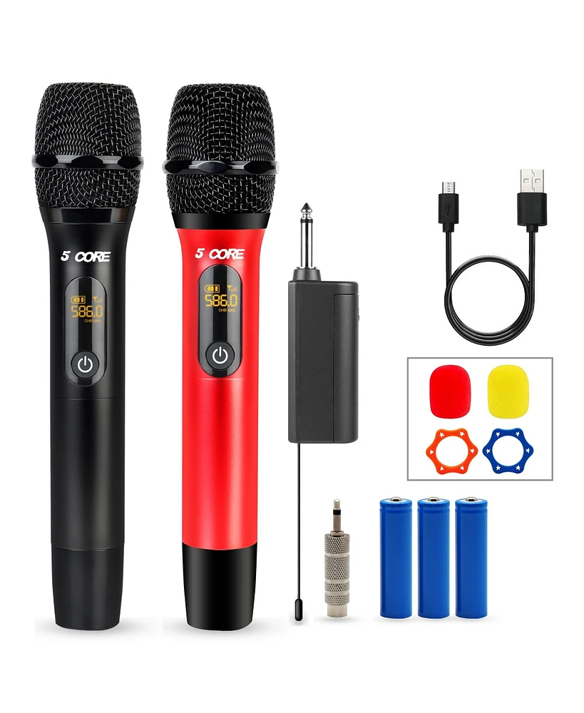 5 Core Wireless Microphone Pair Uhf Professional Handheld Microfonos Inalambricos Cordless Mic System Wm Uhf 02-red+Blk