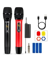 5 Core Wireless Microphone Pair Uhf Professional Handheld Microfonos Inalambricos Cordless Mic System Wm Uhf 02-red+Blk