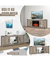 Sugift Electric Fireplace Tv Stand with Storage Cabinets for TVs up to 70 Inch