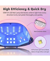 Byootique Manicure Nail Table w/ Uv Led Nail Lamp 135W Portable Folding Nail Technician Desk with Built