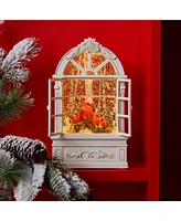 Slickblue Led Snow Globe with Cardinals Enchanting Holiday Decor with Festive Red Birds