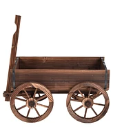 Vebreda Wood Wagon Planter Pot Stand with Wheels