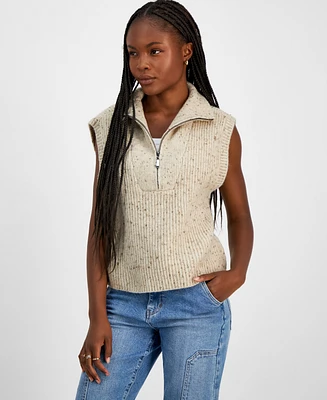 And Now This Women's Ribbed 1/4 Zip Sweater Vest, Created for Macy's