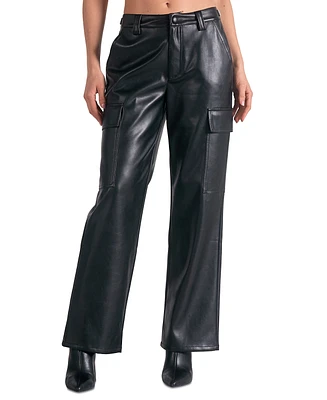 Elan Women's Faux-Leather Cargo Pants