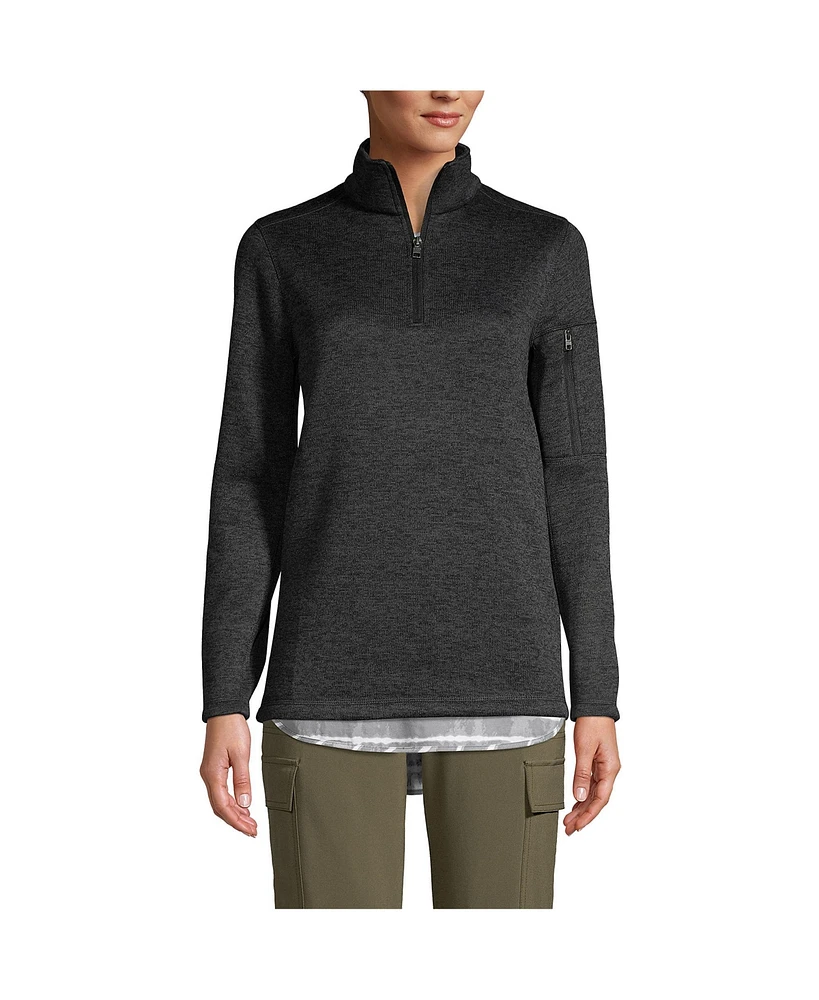 Lands' End Women's Sweater Fleece Quarter Zip Pullover