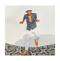 Campus Sutra Men's Icy Blue Artistic Bohemian Shirt