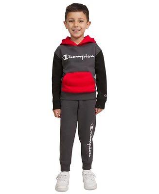 Champion Toddler Boys 2-Pc. Colorblocked Fleece Logo Hoodie & Joggers Set