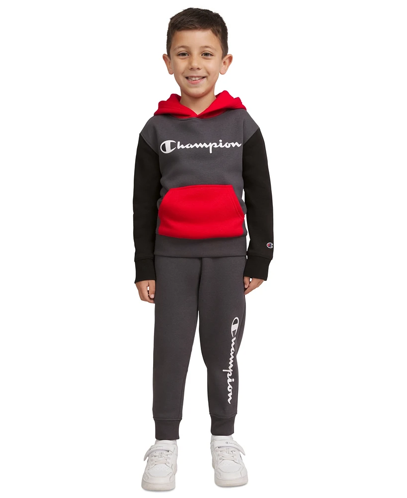 Champion Little Boys Colorblocked Fleece Hoodie & Jogger Pants, 2 Piece Set