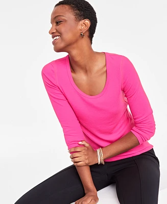 On 34th Women's Scoop-Neck Ribbed Long-Sleeve Top, Created for Macy's