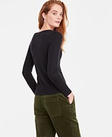 On 34th Women's Scoop-Neck Ribbed Long-Sleeve Top