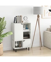 Sugift Stackable Bookcase with Adjustable Shelf and Cubes