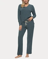 Felina Women's Serena V-neck Pullover and Lounge Pant Set