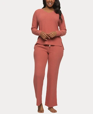 Felina Women's Serena V-neck Pullover and Lounge Pant Set