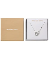 Michael Kors Brass Baguette Interlocking Pendant Necklace