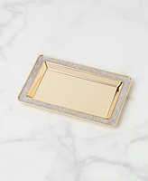 kate spade new york Sitting Pretty Silver Glitter Catch All Tray