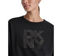 Dkny Sport Women's Studded Logo Fleece Crewneck Sweatshirt