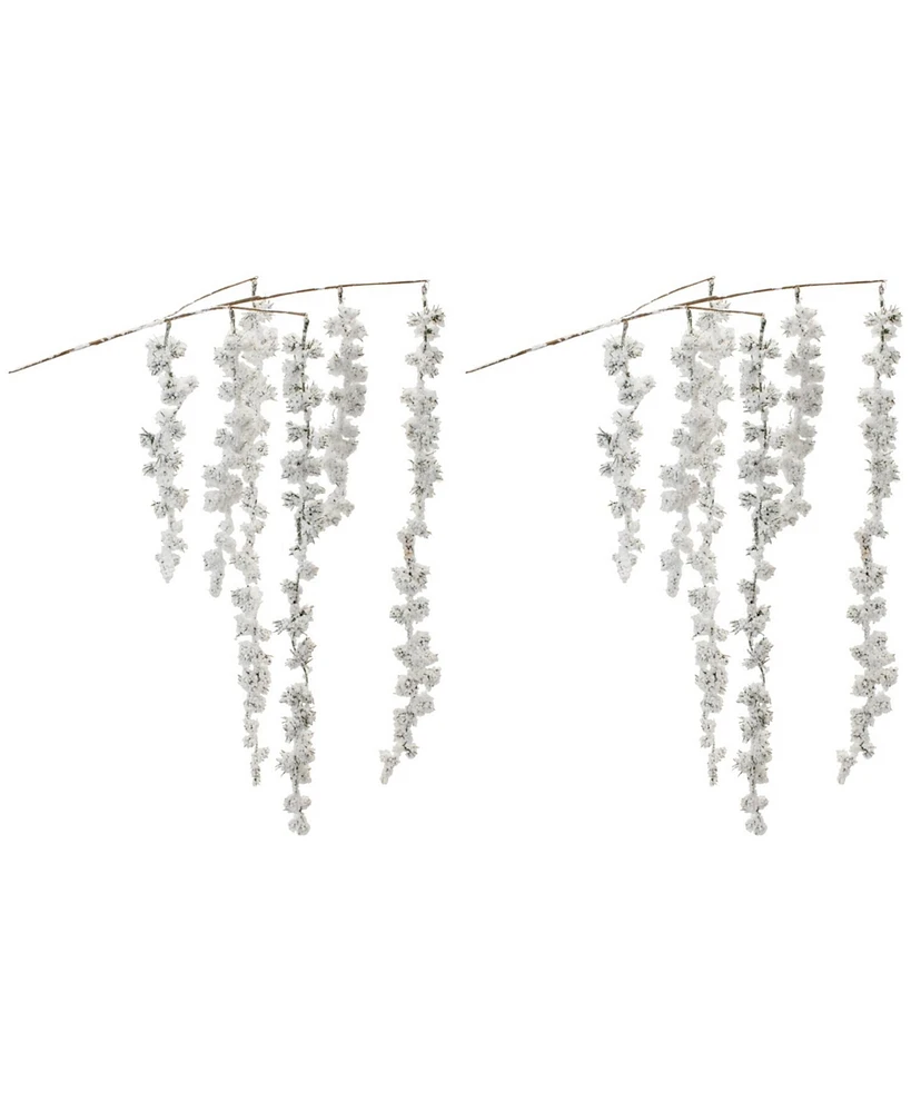 Slickblue Set of 2 Snowy Hanging Berry Branches – Perfect for Winter and Holiday Decor