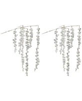 Slickblue Set of 2 Snowy Hanging Berry Branches – Perfect for Winter and Holiday Decor