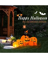 Givimo Halloween 7.5 Feet Inflatable Pumpkin Combo with Witch Black Cat