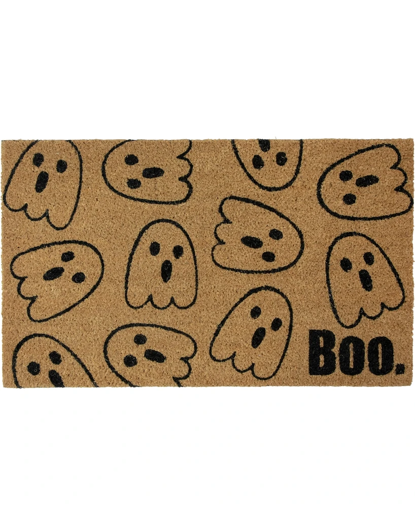 Northlight Natural Coir Boo with Ghosts Doormat, 18" x 30"