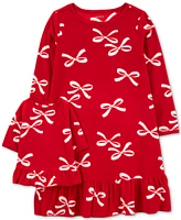 Carter's Toddler Girls Bows Holiday Nightgown & Match Doll Nightgown, 2 Piece Set