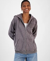 Ultra Flirt Juniors' Full-Zip Applique Boyfriend Hoodie