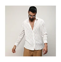 Men's Chalk White Foil-Pleated Shirt