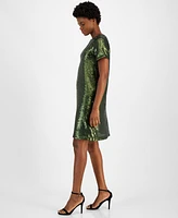 Anne Klein Women's Sequined Short-Sleeve Shift Dress