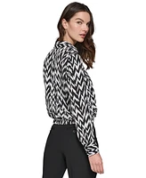 Karl Lagerfeld Paris Women's Geo-Print Faux-Wrap Top