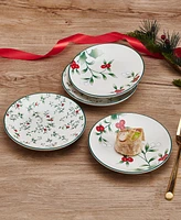 Winterberry Holiday Appetizer Plates, Set of 4