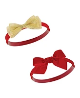 Hudson Baby Baby Girls Cotton and Synthetic Headbands, 12 Days Of Christmas Holly, 0-24 Months