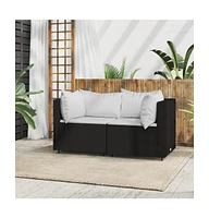 vidaXL Patio Corner Sofa with Cushions Poly Rattan