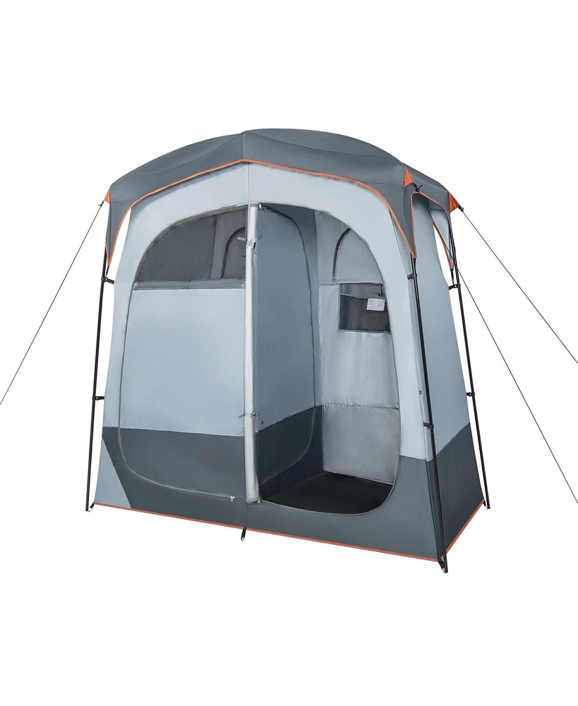 Givimo 2 Rooms Oversize Privacy Shower Tent with Removable Rain Fly and Inside Pocket