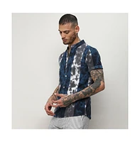 Campus Sutra Men's Multicolour Tie-Dye Striped Shirt