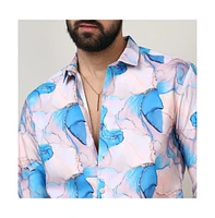 Men's Sky Blue & Ivory White Marble Shirt