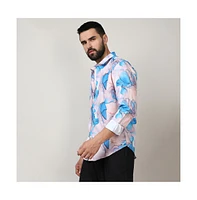 Campus Sutra Men's Sky Blue & Ivory White Marble Shirt