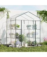 Vebreda Walk-in Greenhouse with 3 Tiers 8 Shelves Pvc Cover Roll-up Zippered Door