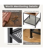 Sugift Industrial Nightstand End Side Table with Mesh Shelf