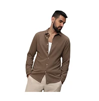 Campus Sutra Men's Tan Brown Stripe-Creased Shirt