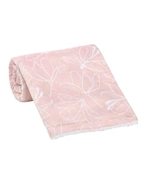 Lambs & Ivy Petals Pink/White Floral Fleece Faux Shearling Soft Baby Blanket