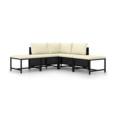 vidaXL Piece Patio Sofa Set with Cushions Black Poly Rattan