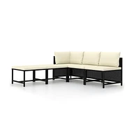 vidaXL Piece Patio Sofa Set with Cushions Black Poly Rattan